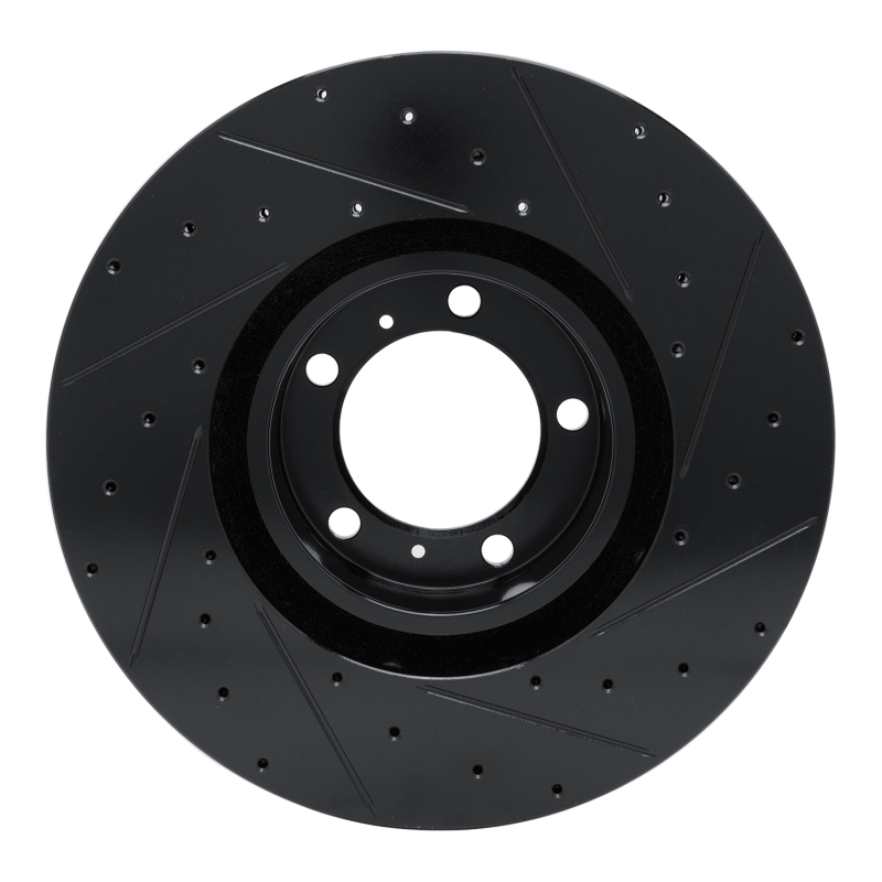 Audi e-Tron GT Brake Rotor (1) - Left Front - R1 Concepts - Drilled & Slotted - Black - `10-`24